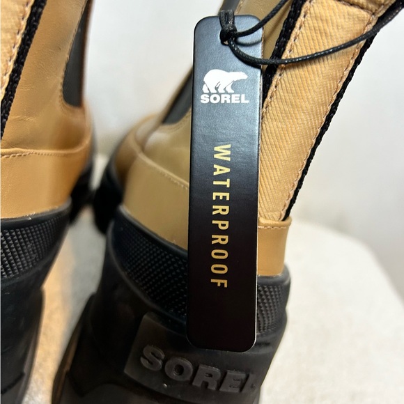 NEW SOREL Woman's Brex Waterproof Chelsea Boot TAN / BLACK Size 6 - Picture 6 of 14